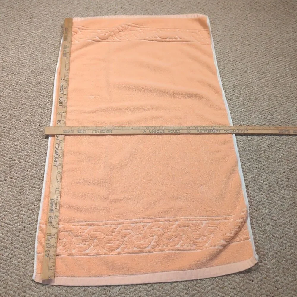 Vintage Bassetti Towel Set Peach Cotton Scroll Two Body Two Hand MCM